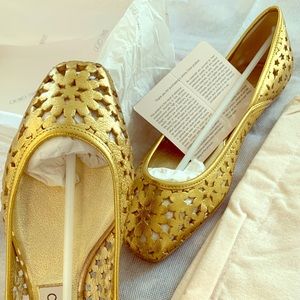 Jimmy Choo Metallic Napa Gold Flats